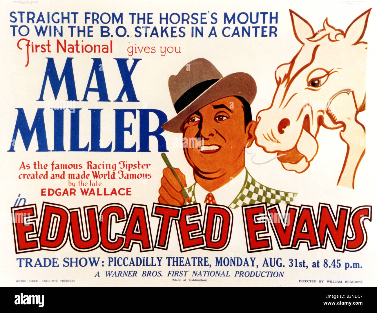 AUSGEBILDETE EVANS Plakat für 1936 film Warners mit dem britischen Komiker Max Miller Stockfoto