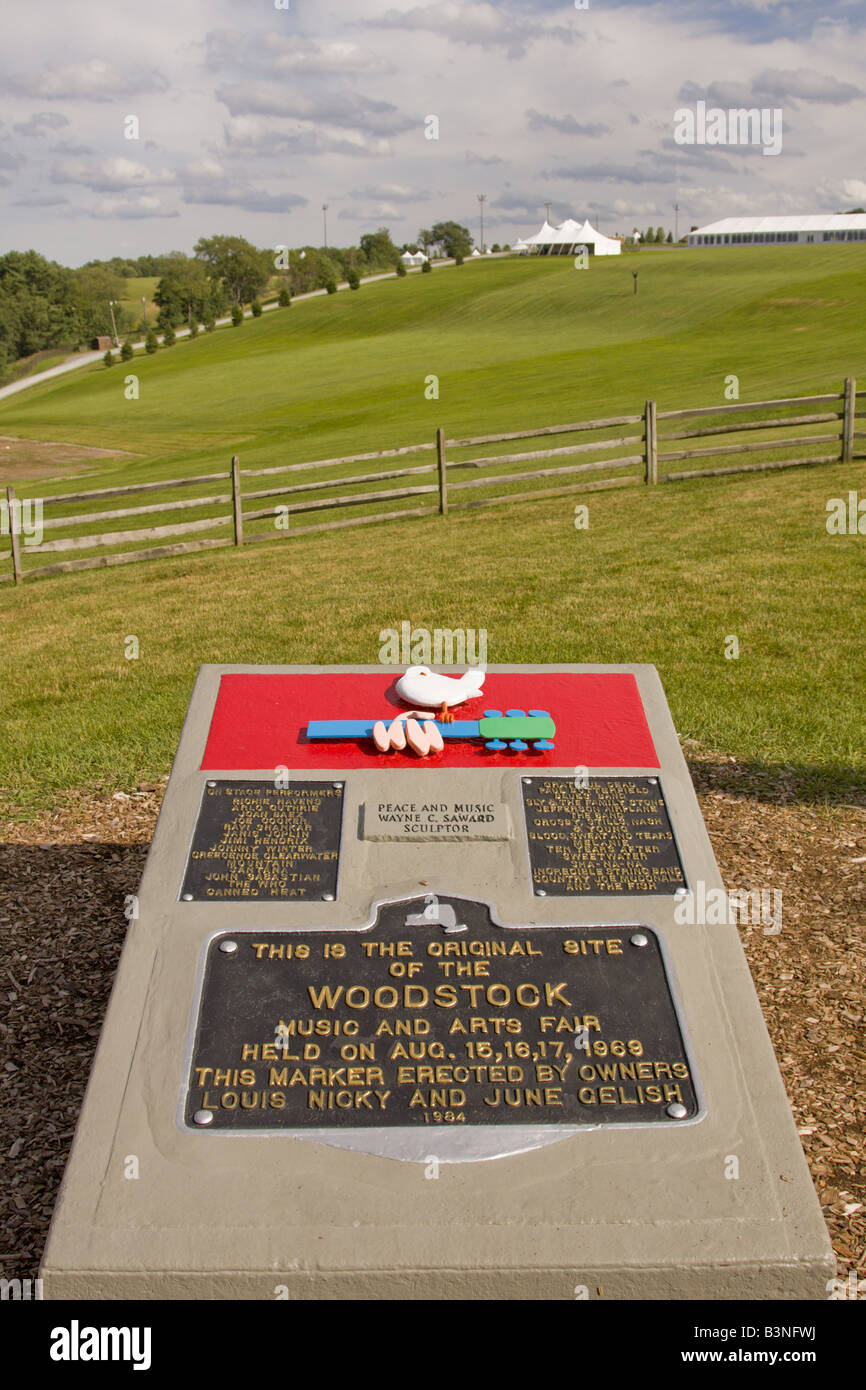 Denkmal am ursprünglichen Standort des Woodstock-Festival 1969. Stockfoto