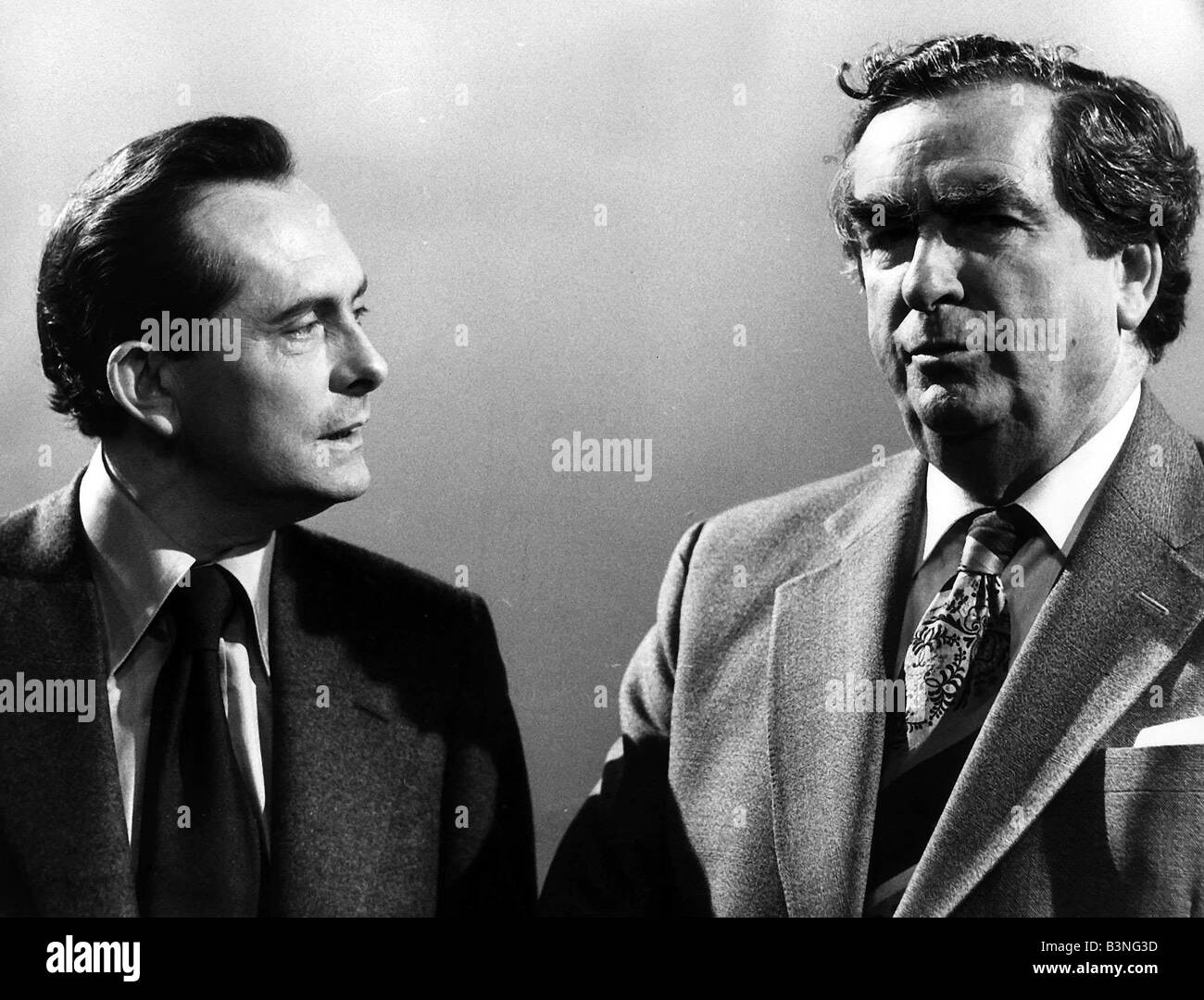 Brian Walden Wochenende World TV-Moderatorin Oktober 1977 und ehemaligen Labour-Abgeordneter für Birmingham Ladywood während Interview mit Bundeskanzler Dennis Healey R mirrorpix Stockfoto