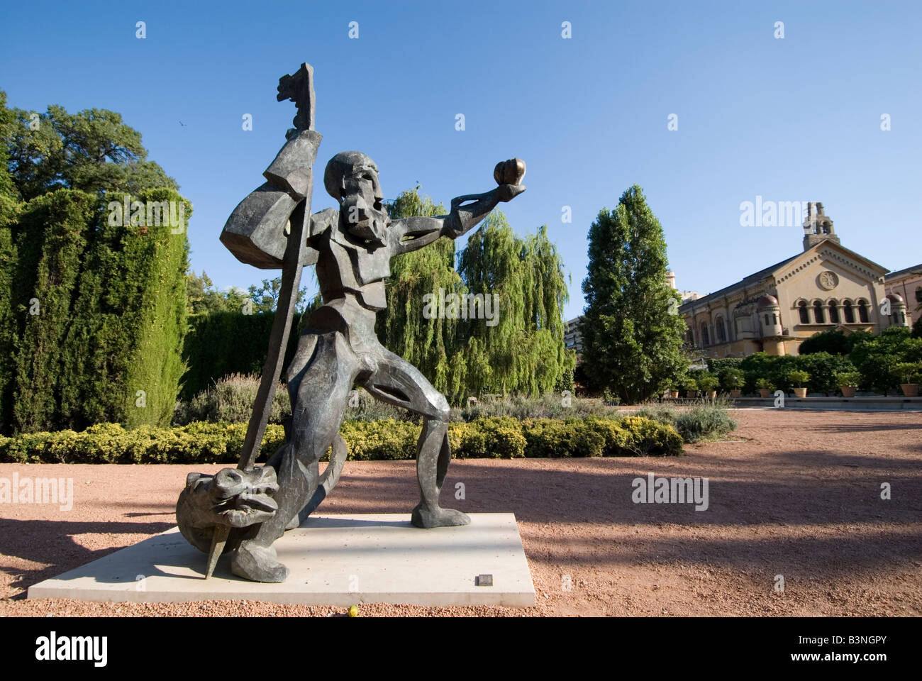 Skulptur im Park Jardin de Las Hesperiden in Valencia, Spanien Stockfoto
