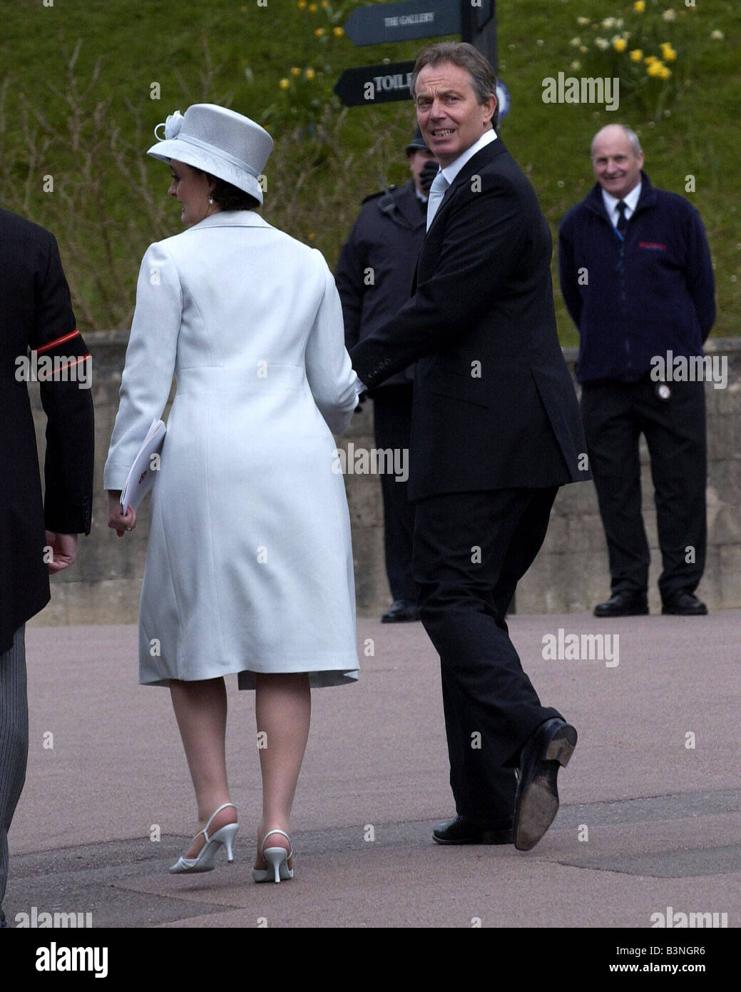 Premierminister Tony Blair mit Frau Cherie Blair April 2005 Stockfoto
