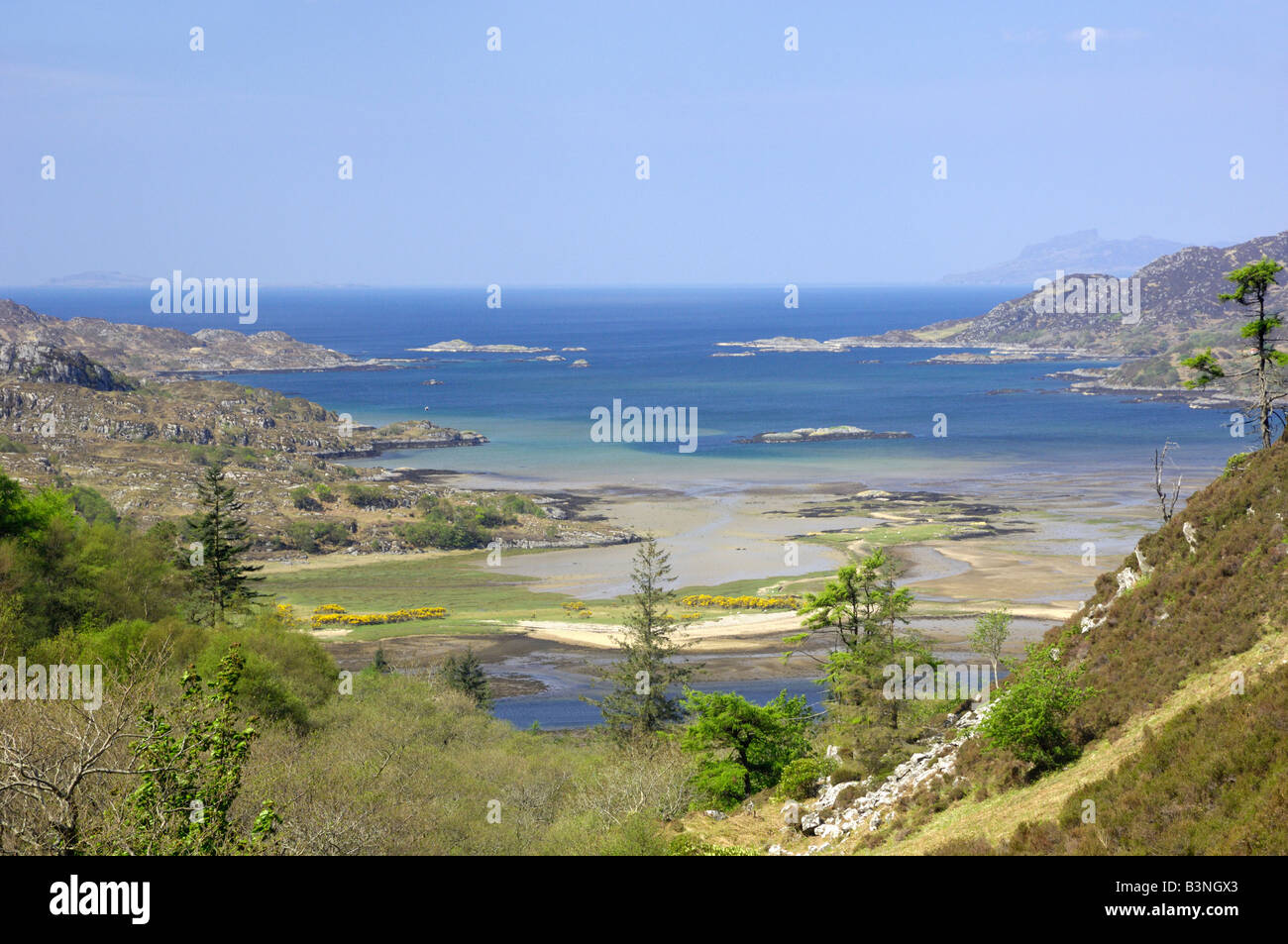 Blick auf Loch Moidart, Ardnamurchan Halbinsel, Highlands, Schottland Stockfoto