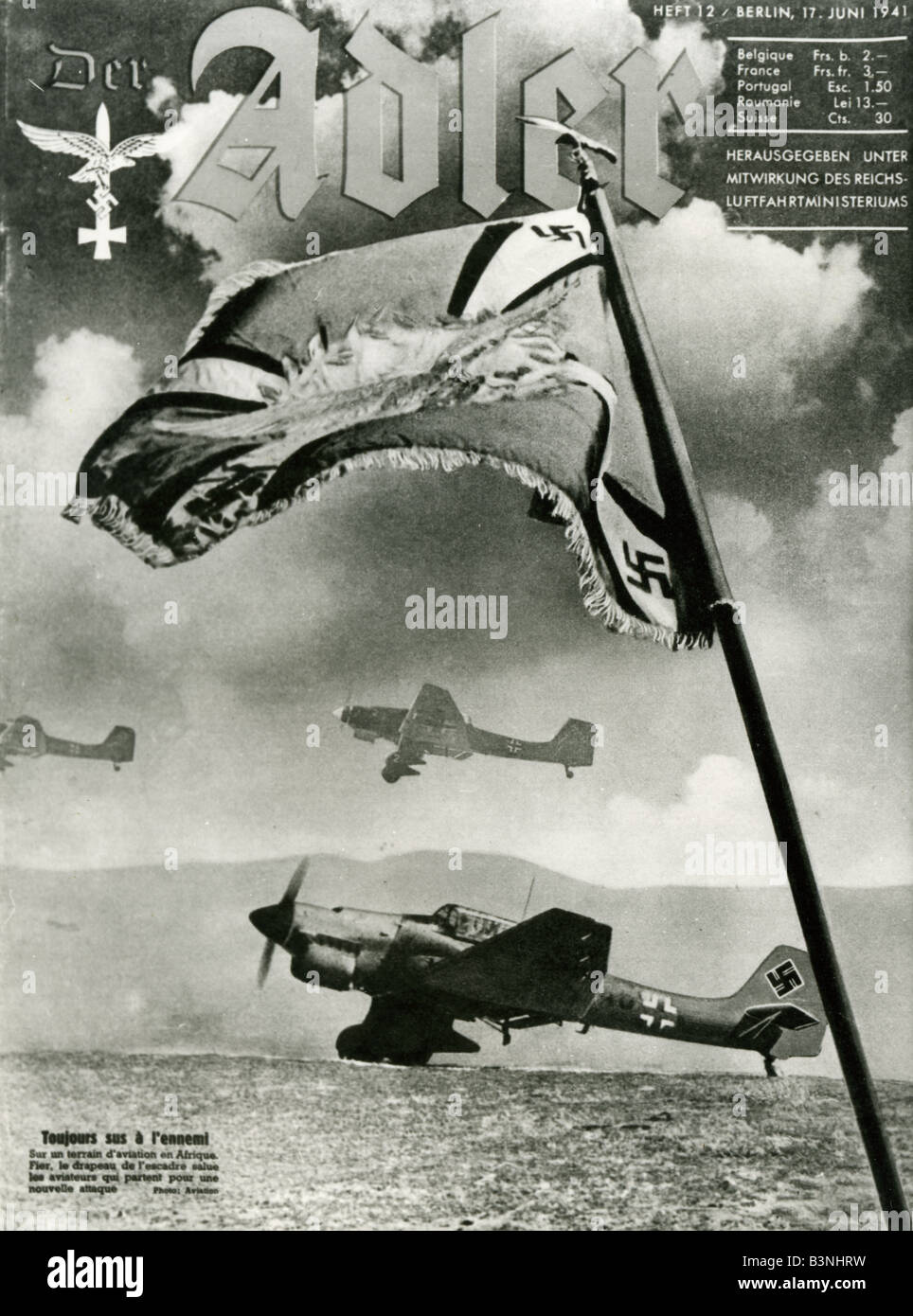 DER ADLER-Magazin der Nazi-deutschen Luftwaffe. Diese Ausgabe vom Juni 1941 Funktionen Ju 87 Stuka Sturzkampfbomber auf dem cover Stockfoto