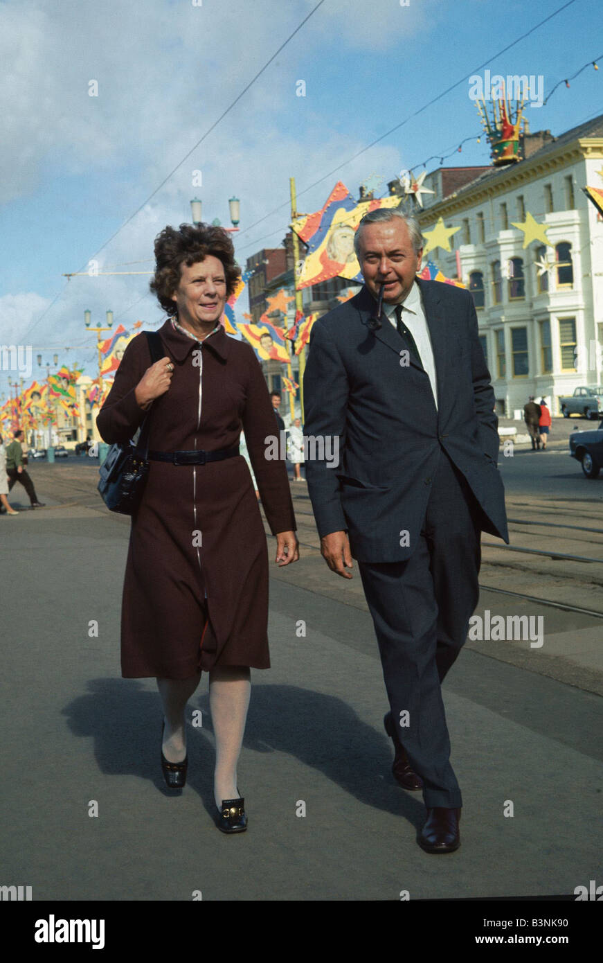 Harold Wilson MP und seine Frau Mary auf den Labour-Parteitag in Blackpool September 1970 Stockfoto