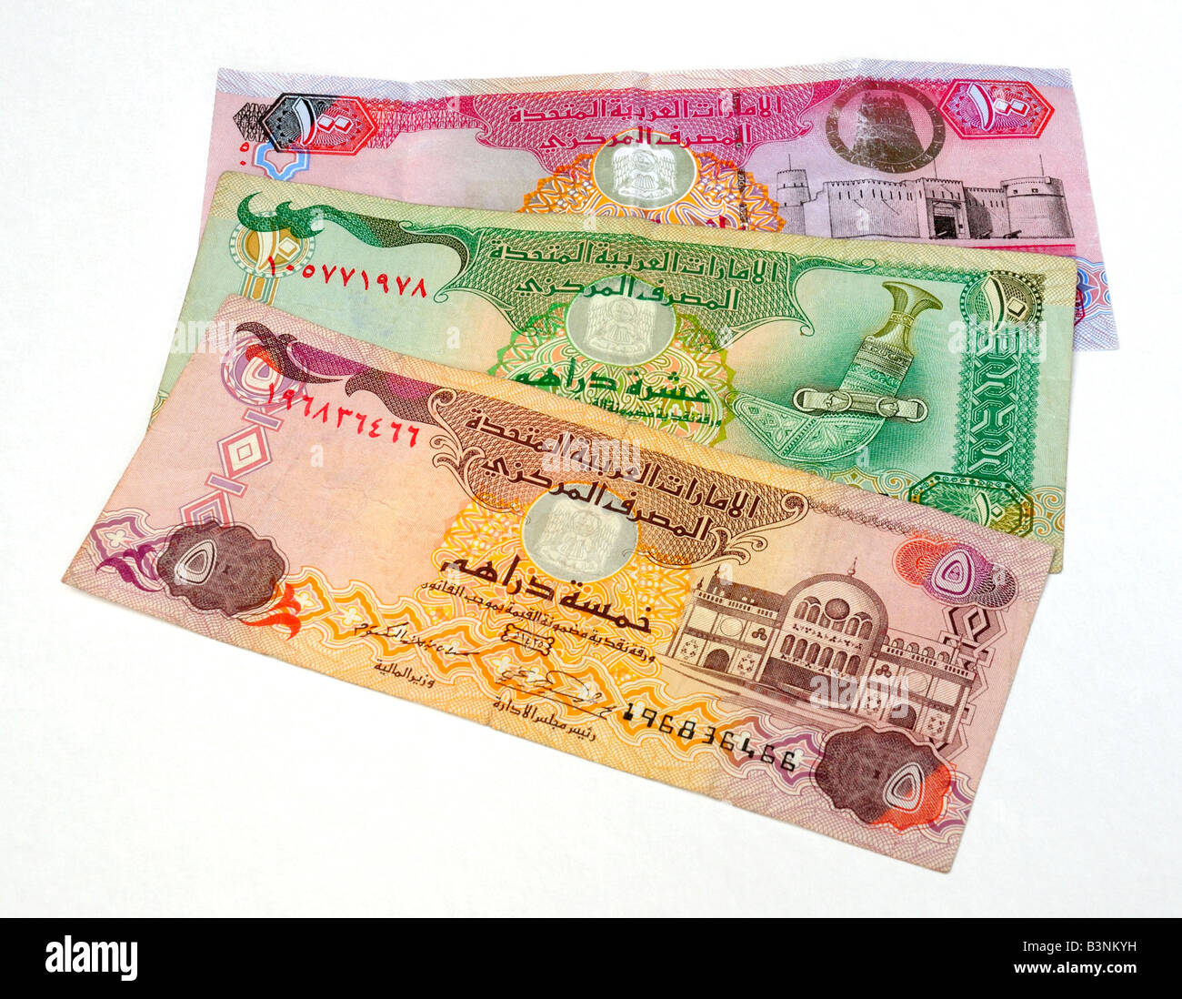 Vereinigte Arabische Emirate VAE Dirham Banknoten Stockfoto