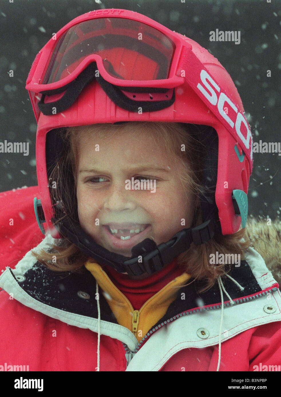 Herzogin von York Skifahren im schweizerischen Verbier mit Prinzessin Beatrice und Prinzessin Eugenie Stockfoto