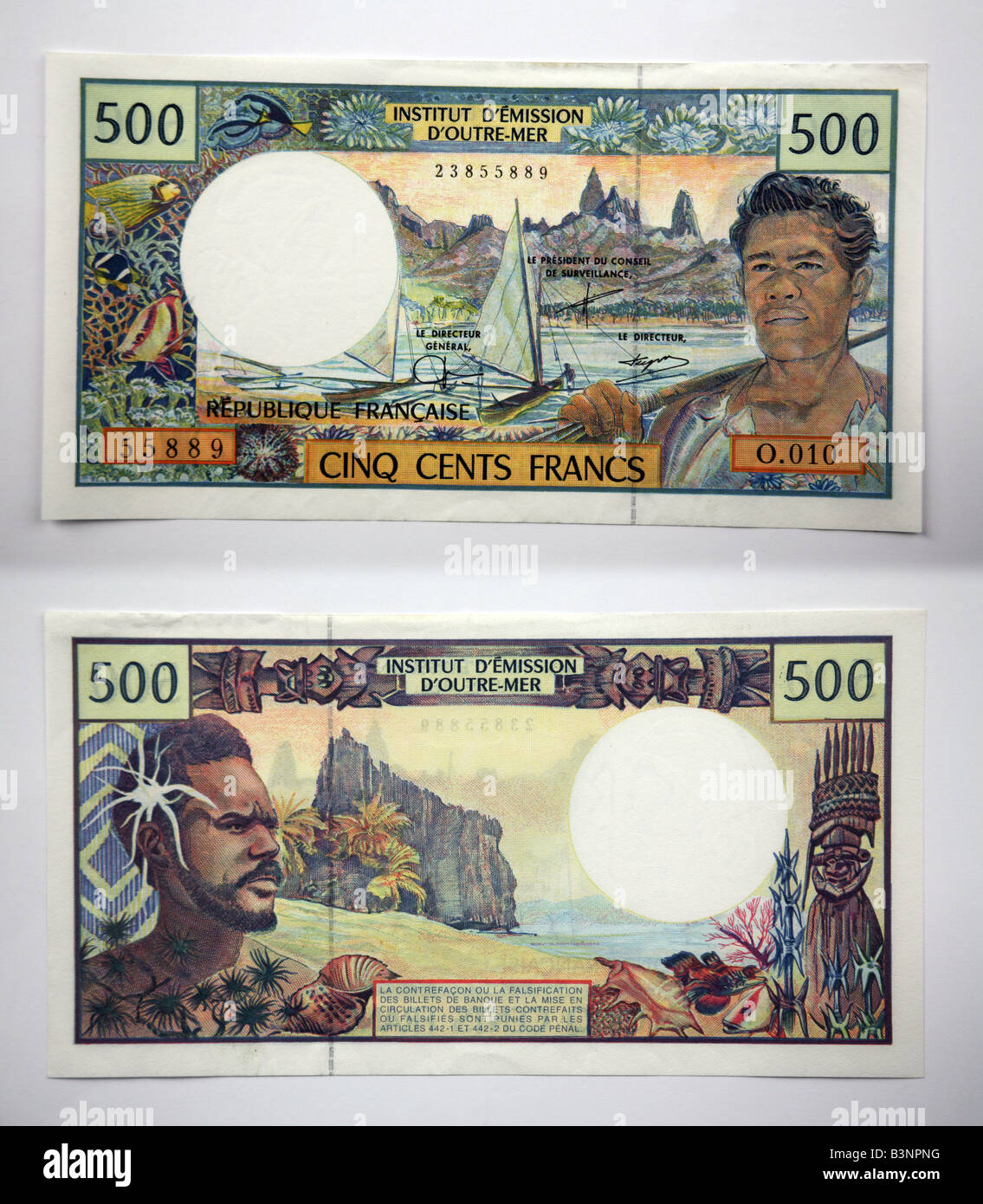 500 Franken Tahiti französische Pazifik-Franc Stockfoto