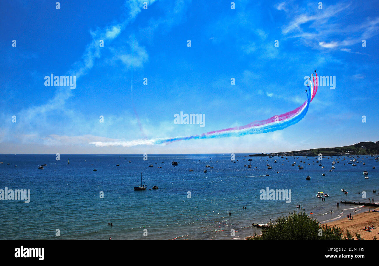 Red Arrows in Swanage bay Stockfoto