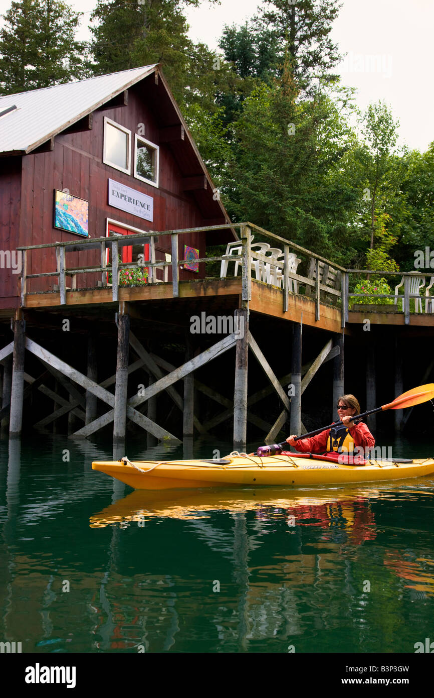 Kajakfahren vor Erfahrung Kunst Galerie Halibut Cove Kachemak Bay in der Nähe von Homer Alaska Modell veröffentlicht Stockfoto