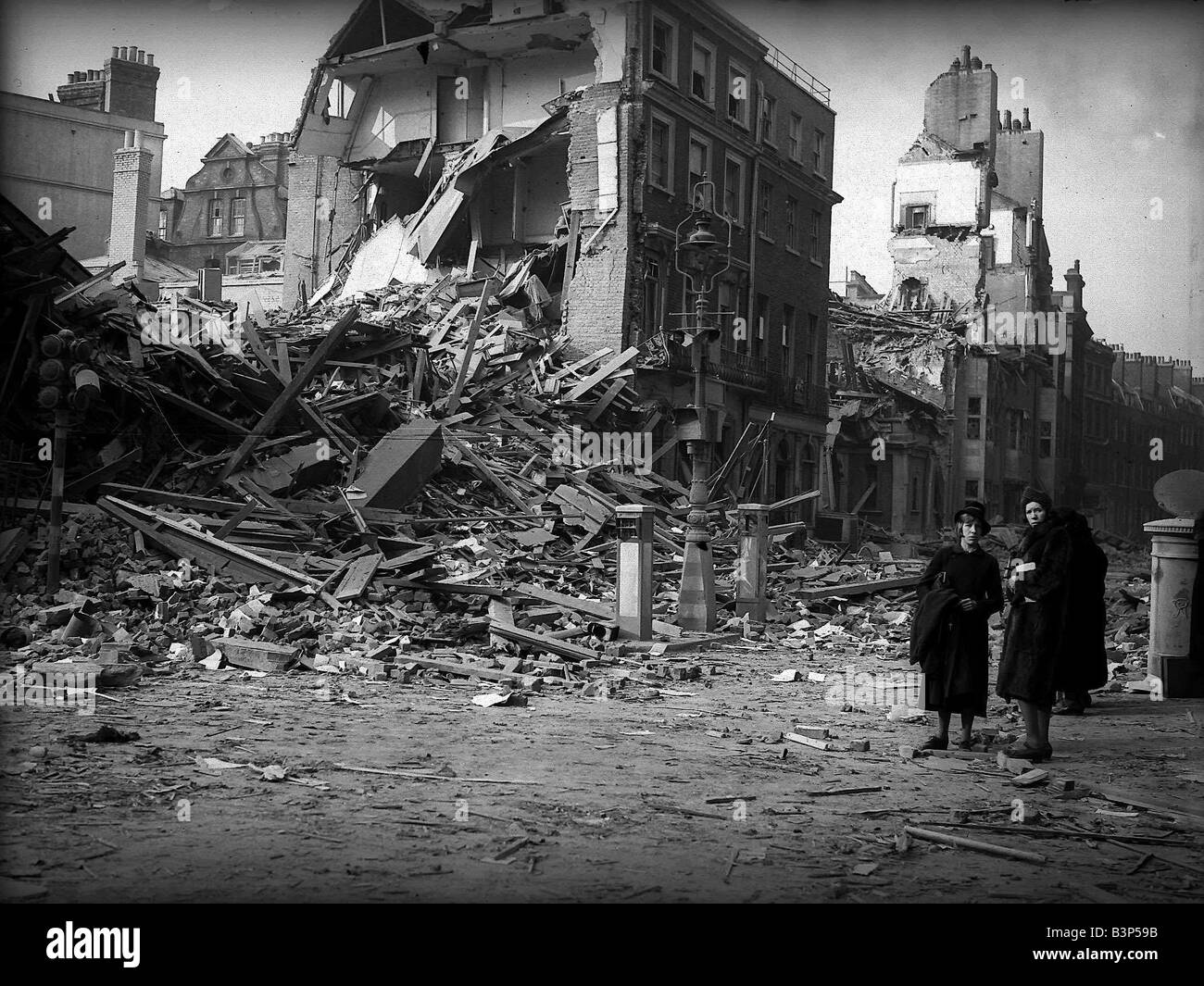 Bombe beschädigt London während des 2. Weltkrieges Stockfoto