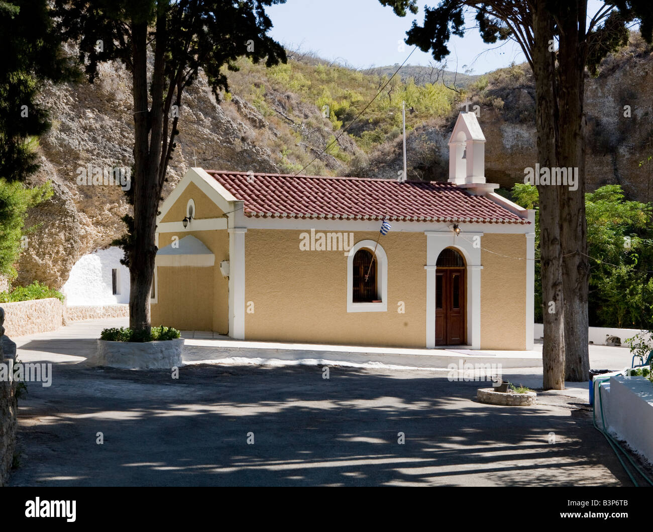 Traditionelle Kapelle und der heiligen Quelle, Spetses, Griechenland Stockfoto