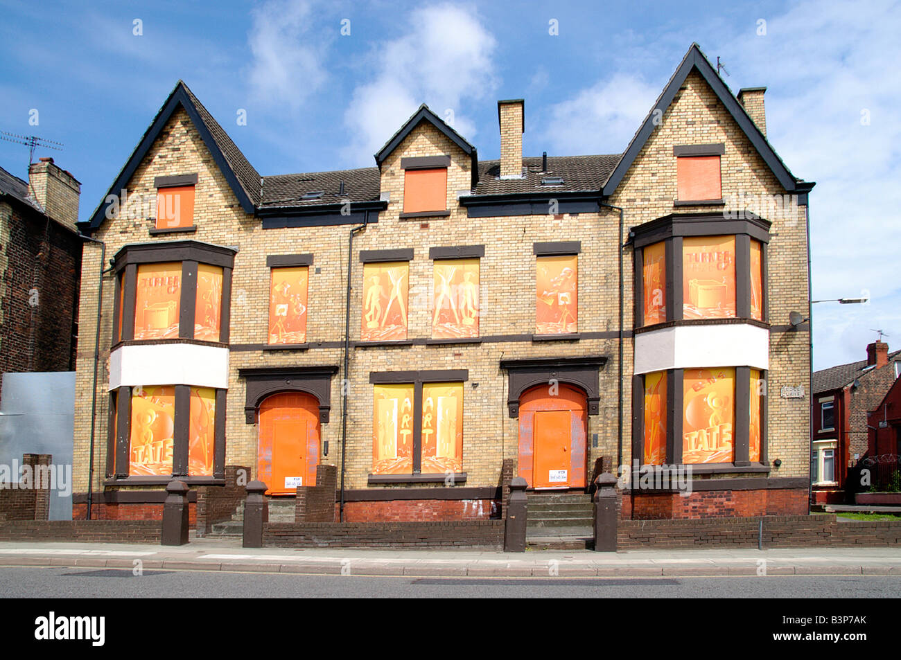 verfallenes Haus Liverpool 2008 Stadt von Kulturfestival Merseyside viktorianischen Haus Kunstwerk aussehen besser Sanierung um- Stockfoto