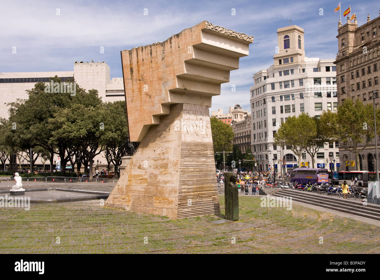 Francesc Macià Denkmal in Plaça de Catalunya in Barcelona Spanien Stockfoto