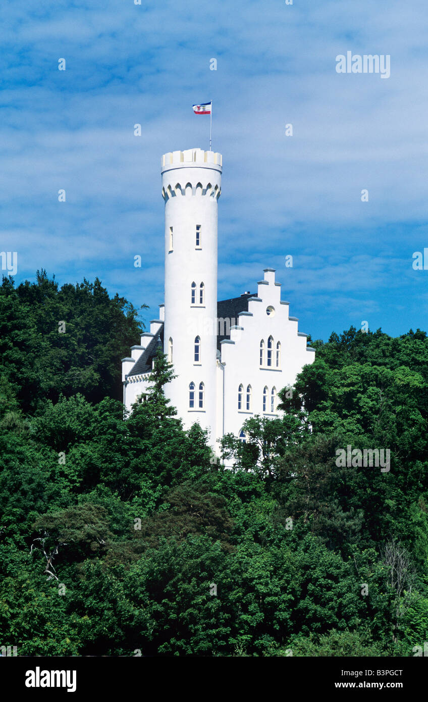 Lietzow Burg, eine Nachbildung des Schloss Lichtenstein in der Schwäbischen Alb, Insel Rügen, Mecklenburg-Vorpommern Stockfoto