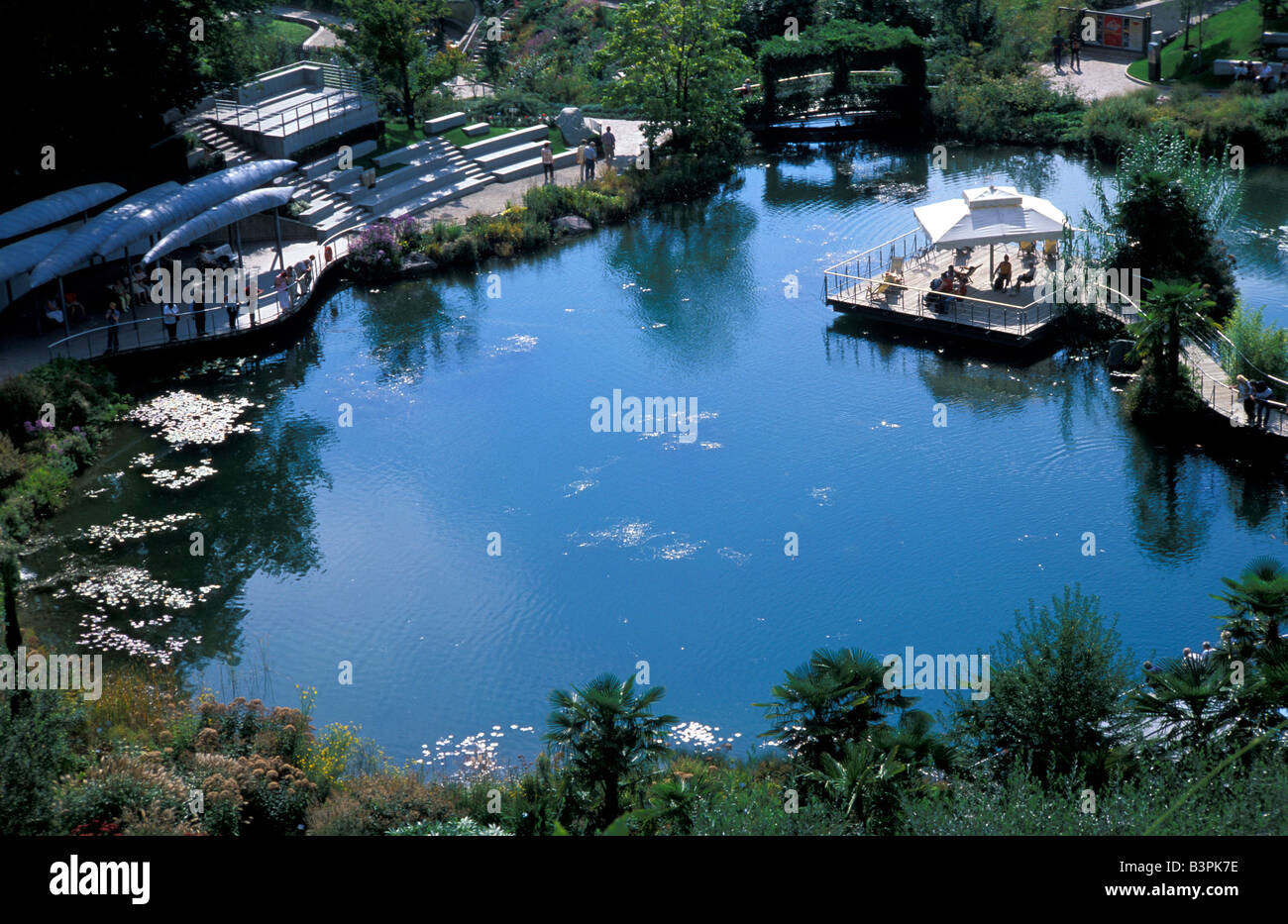Kleiner See, Schloss Trauttmansdorff, Meran, Trentino Alto Adige, Italien Stockfoto