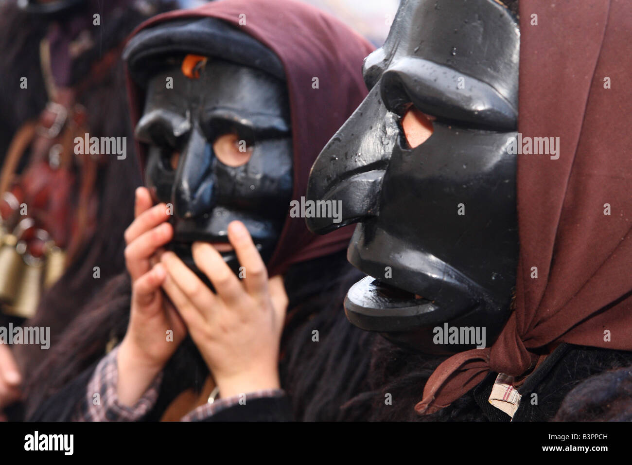 Typische Karneval, Mamuthones Parade, Mamoiada, Sardinien, Italien Stockfoto