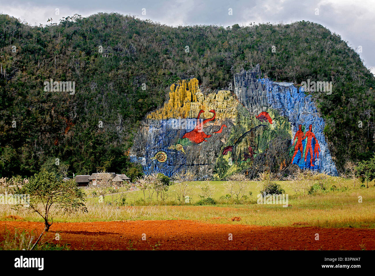 Fresco-Mural De La Prehistoria, Vi Ales Tal, Kuba, Karibik, Mittelamerika Stockfoto