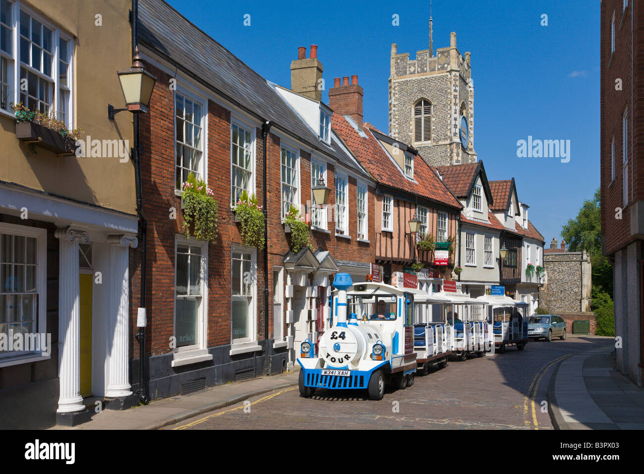 Touristenzug in Princes St, Norwich, Norfolk, England Stockfoto