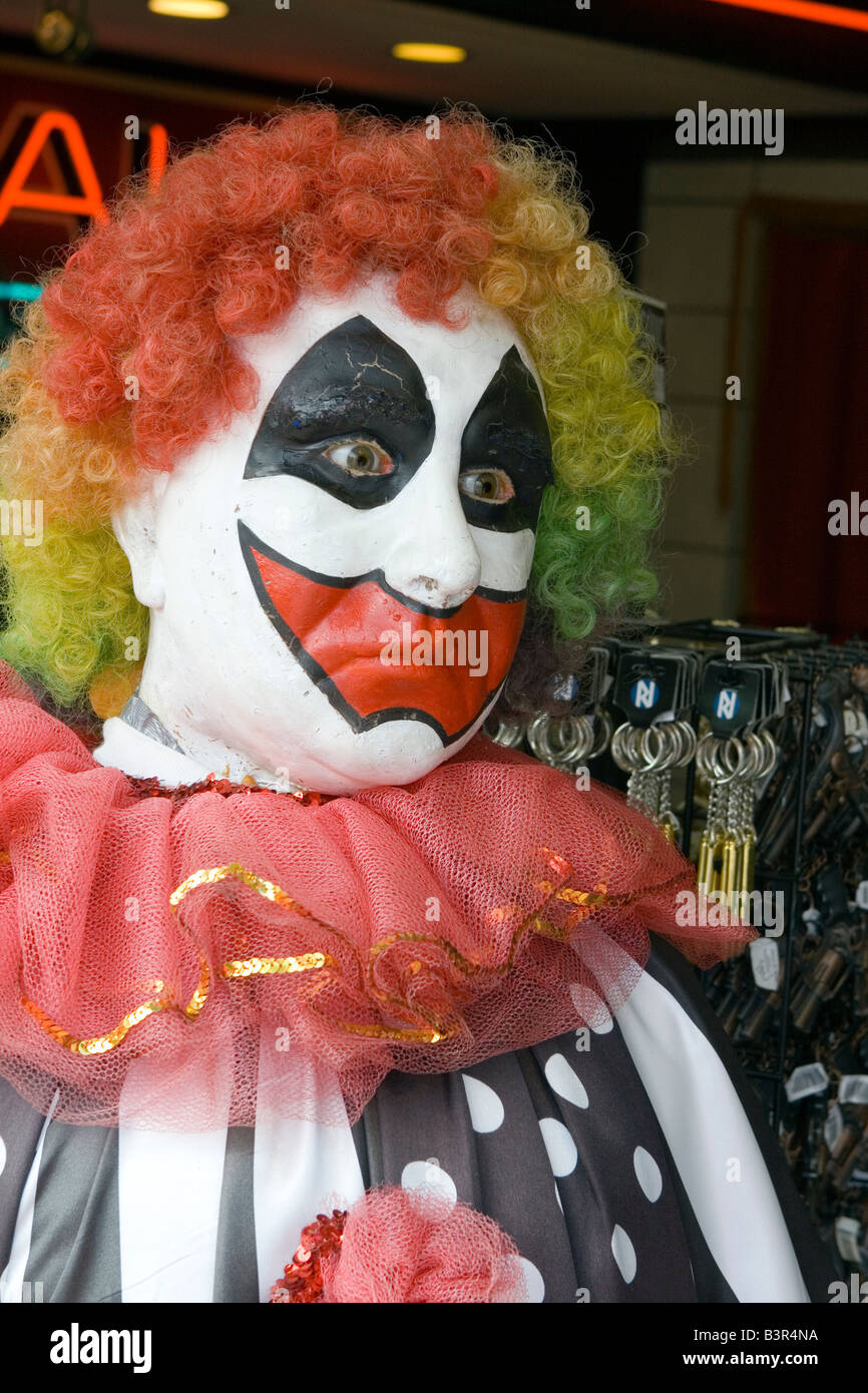 traurige Clown Schaufensterpuppe Shop in Niagara Falls, Kanada Stockfoto