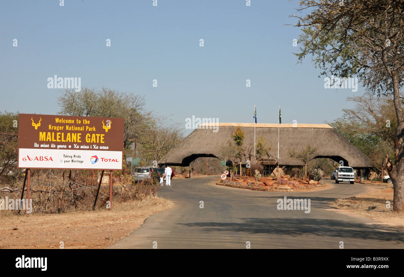 Malelane Gate ein Eingangstor zum Kruger National Park, Südafrika Stockfoto