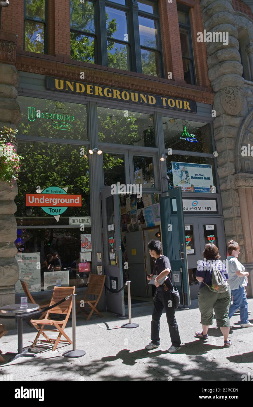 Eingang zum Seattle Underground Tour historischen Pioneer Square Bezirk Washington State WA USA Stockfoto