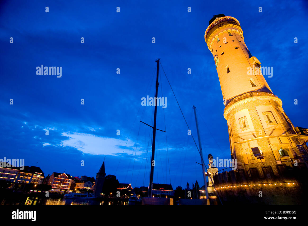 Leuchtturm auf der Insel Lindau, Deutschland Stockfoto