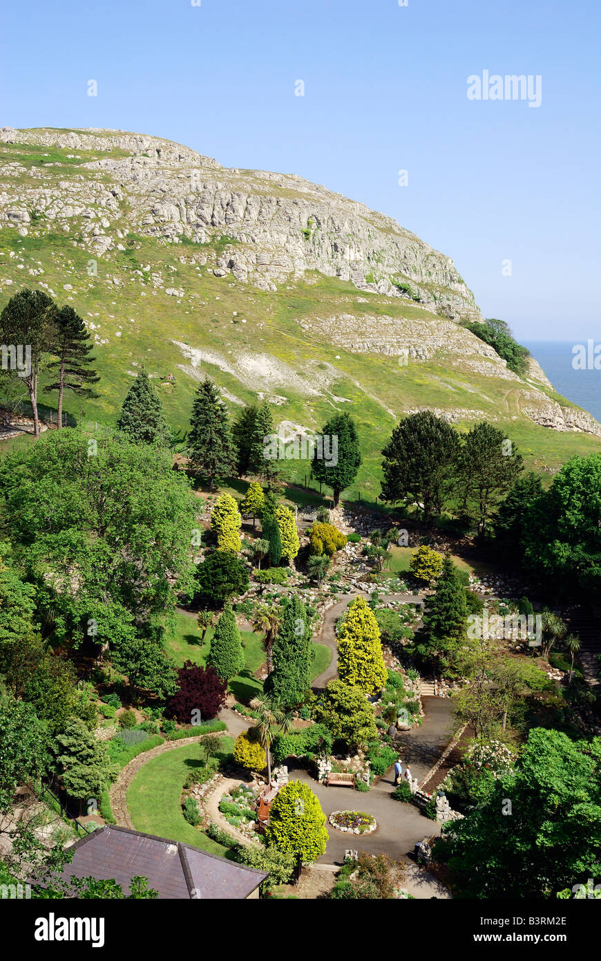 Blick von der Great Orme Seilbahnfahrt in der Nähe von Llandudno in Nord-Wales Stockfoto