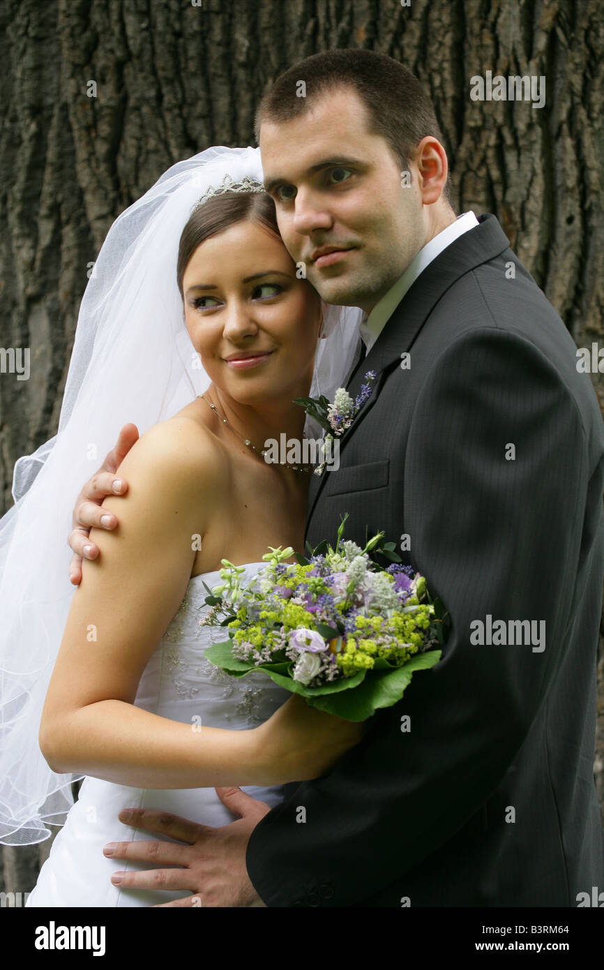 Zuzana Braut und Bräutigam Rasto Slowakei Stockfoto