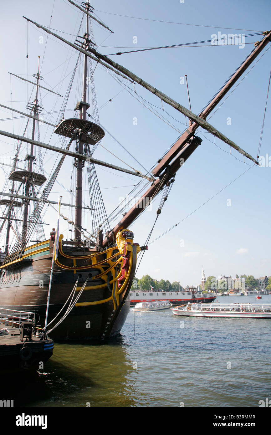 Nachbildung der East India trading Schiff, Maritime Museum, Amsterdam, Niederlande Stockfoto