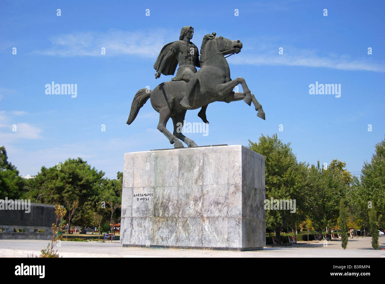 Alexander der Große statue am Meer, YMCA Park, Thessaloniki, Chalkidiki, Zentralmakedonien, Griechenland Stockfoto