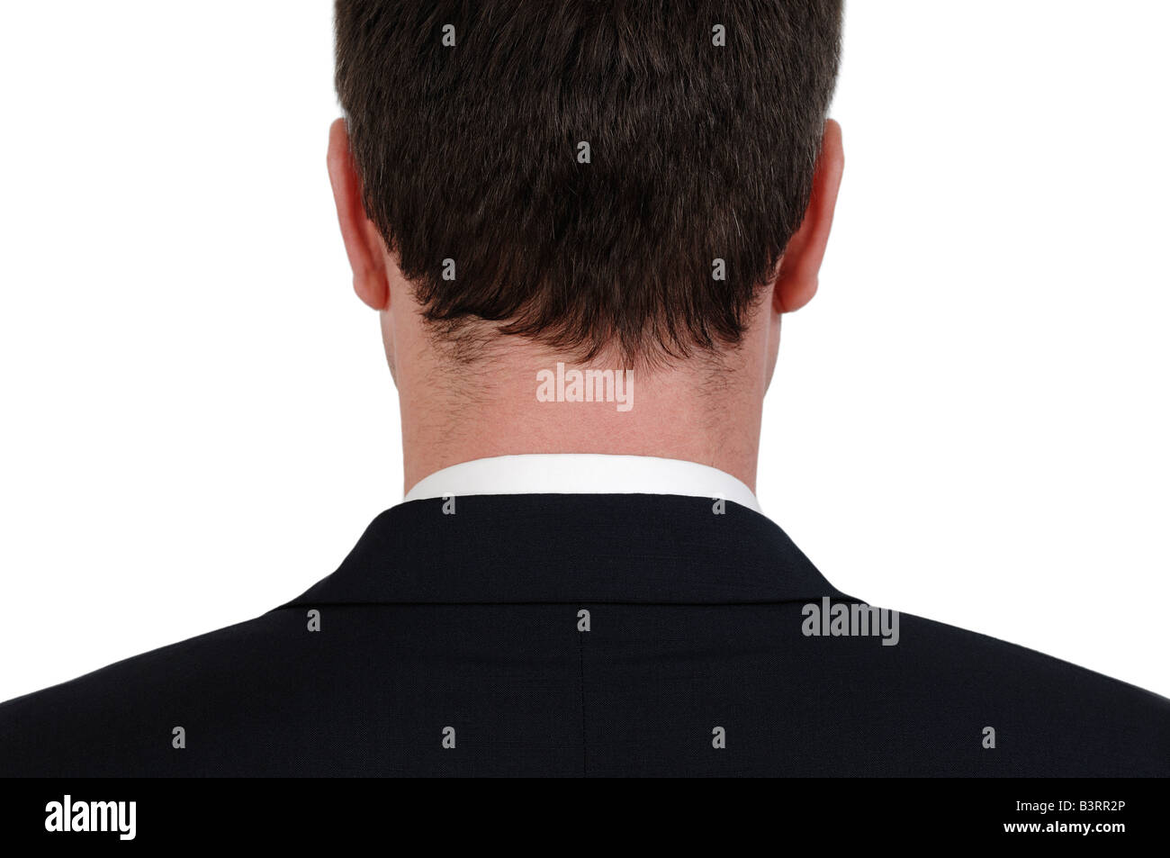 Rückseitige Ansicht von der Rückseite des Kopfes eines Kaufmanns Stockfoto