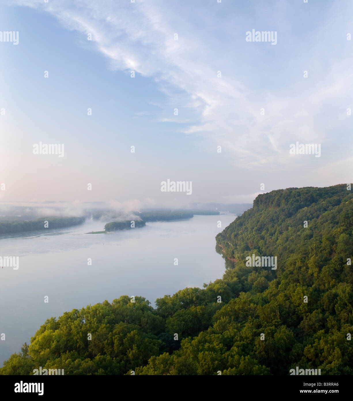 Mississippi Fluß von Bildnis Hügel Nationaldenkmal, oberer Mississippi Fluß National Fish and Wildlife Refuge, Iowa Stockfoto