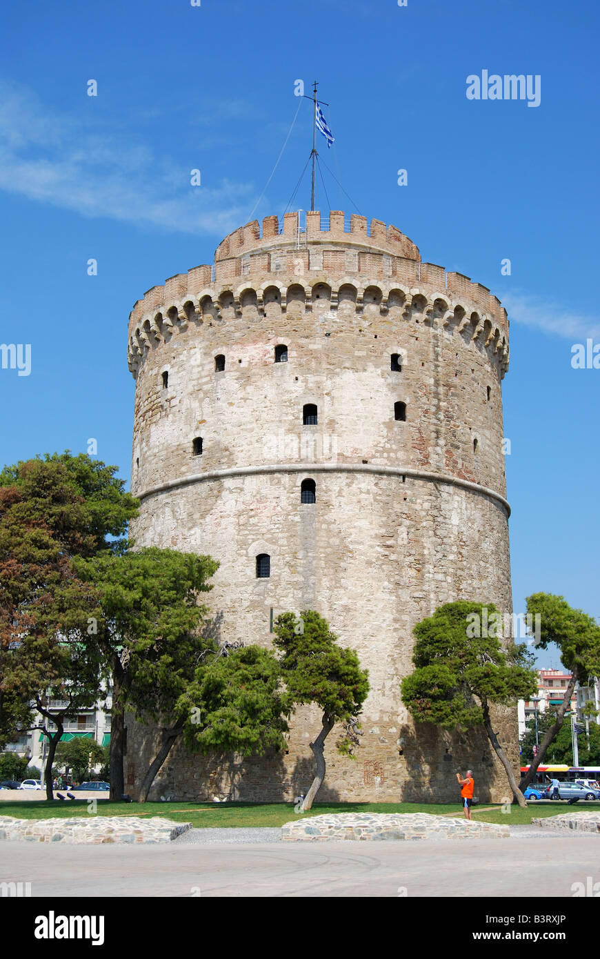 Das 16. Jahrhundert Weißen Turm von Thessaloniki - Waterfront, Thessaloniki, Chalkidiki, Zentralmakedonien, Griechenland Stockfoto