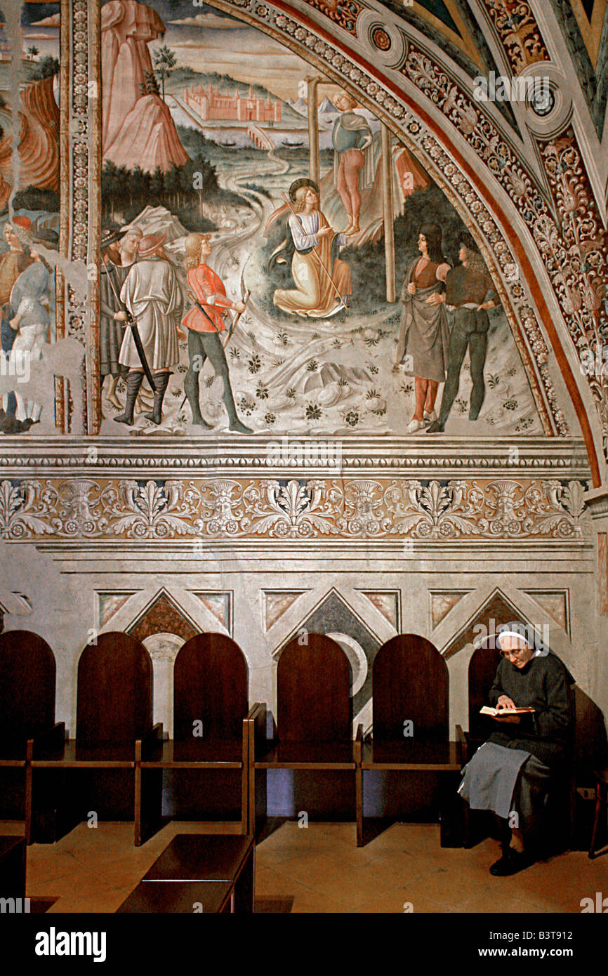 Andrea Aloisi Fresko, Oratorio dei Pellegrini Palast, Assisi, Umbrien, Italien Stockfoto