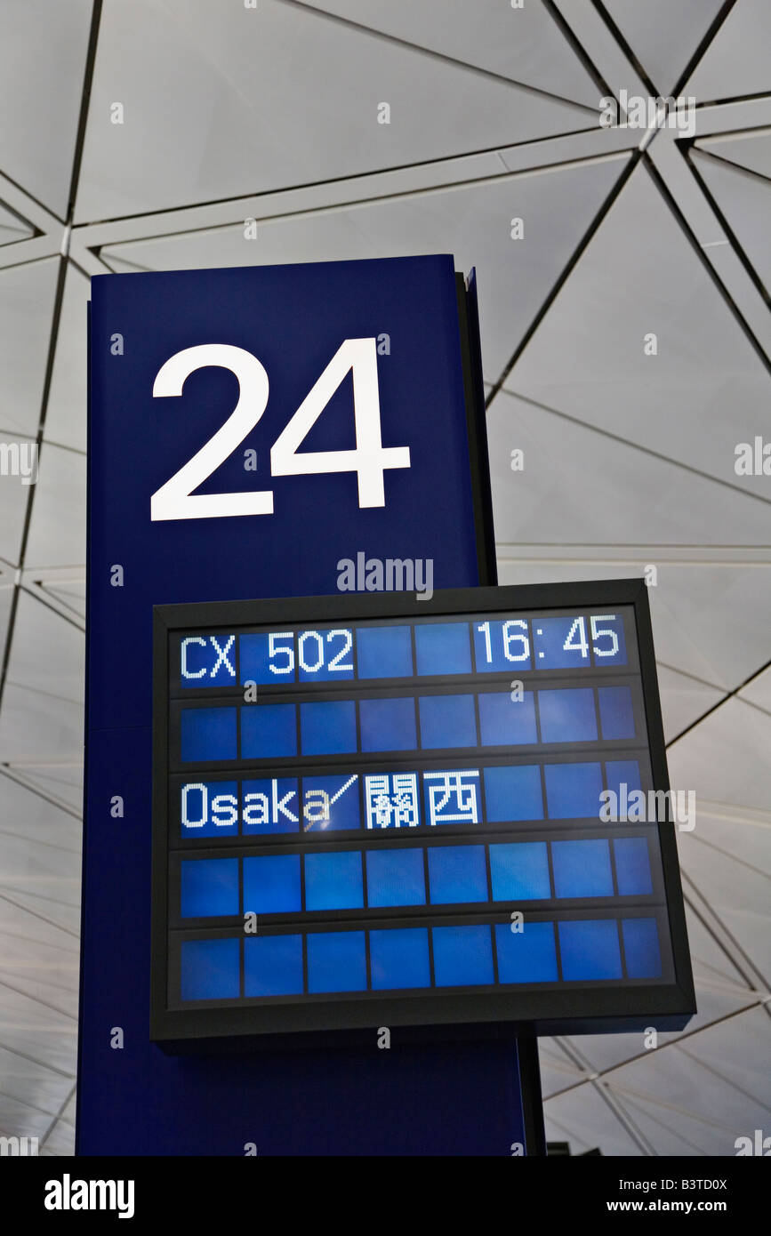 Tor Zeichen, Hong Kong International Airport, Hongkong spezielle Administrative Region von China. Xianggang, Chineese für Hong Kong Stockfoto