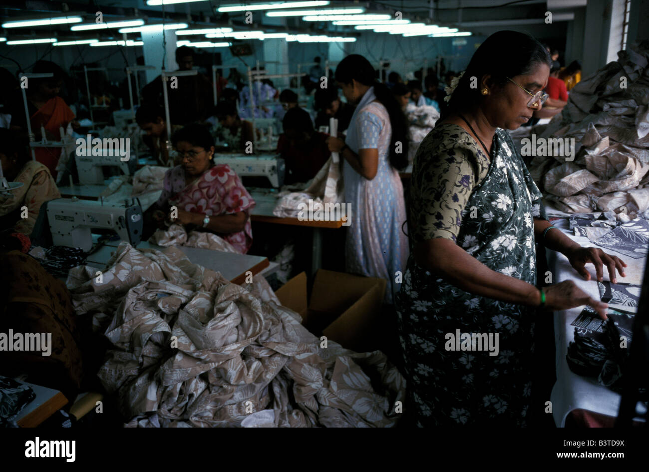 Asien, Indien, Bangalore. Kleidung für den Export in das Vereinigte Königreich und Frankreich. Stockfoto
