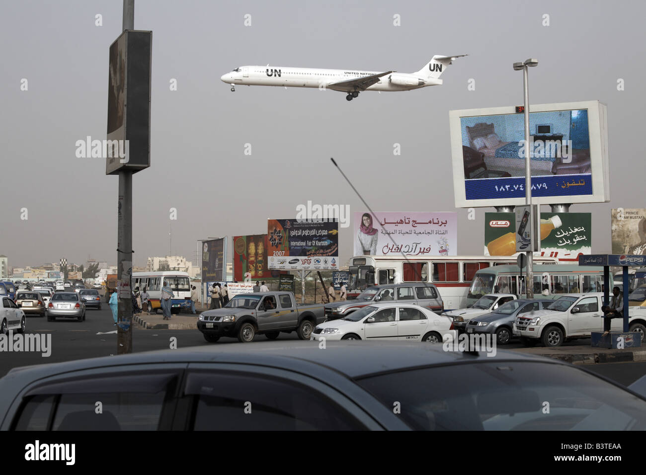 Vereinten Nationen Flug landet in Khartoum, Sudan Stockfoto