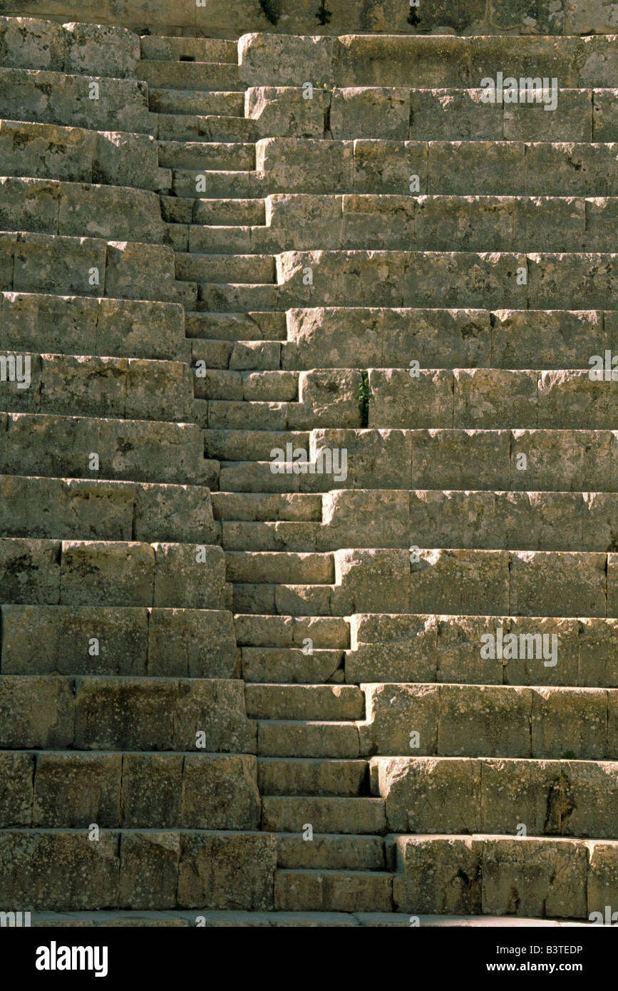 Asien, Jordan, Jerash. Details der South Theater Platz. Stockfoto