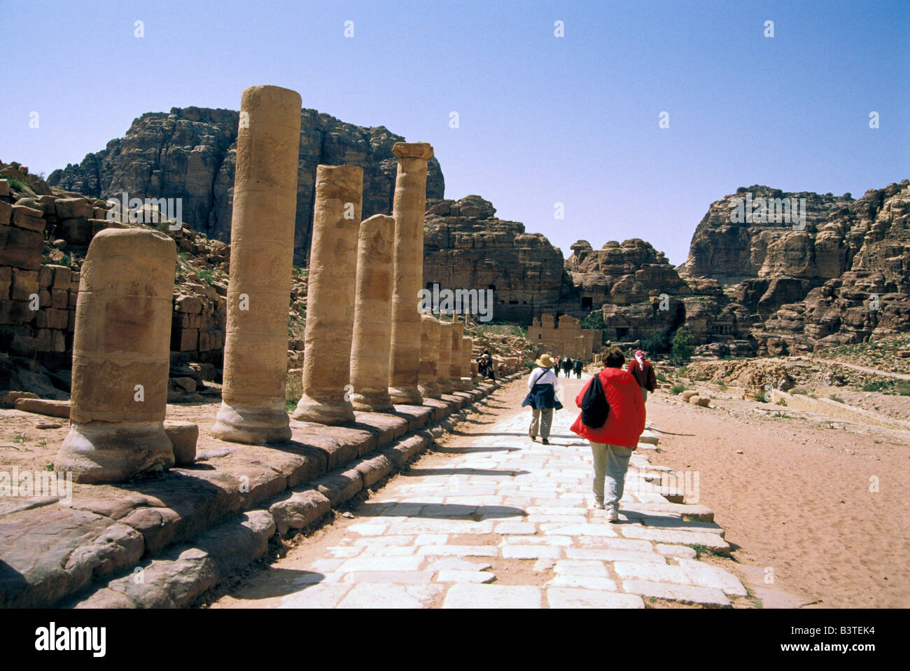 Asien, Jordanien, Petra. Säulenstraße. Stockfoto