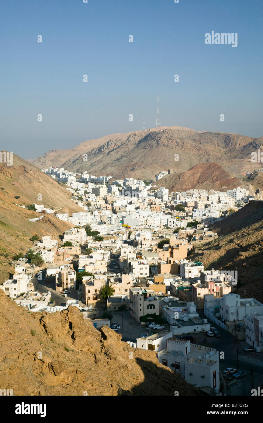 Oman, Maskat, Ruwi. Ruwi / Al Hamriya von erhöhten Yiti Straße / Morgen Stockfoto