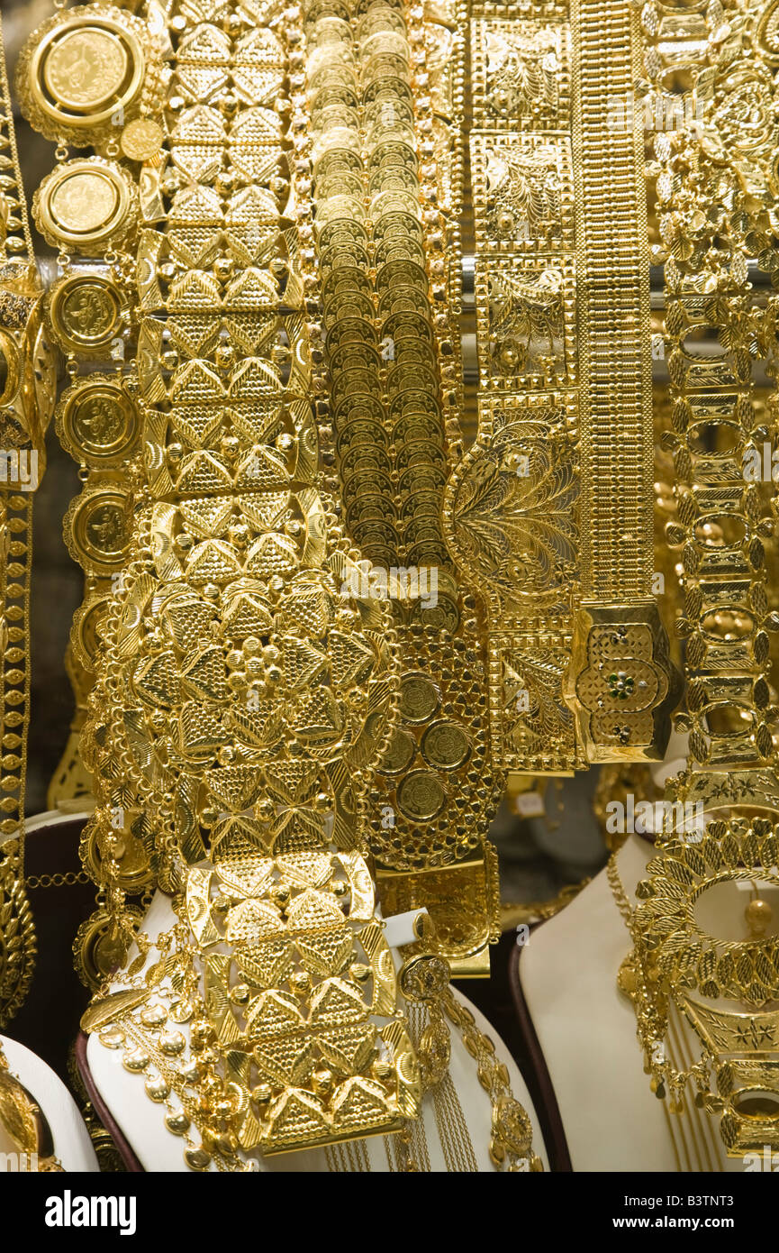 Vereinigte Arabische Emirate, Dubai, Deira. Deira Gold Souk / Markt / Gold  Gürtel Stockfotografie - Alamy