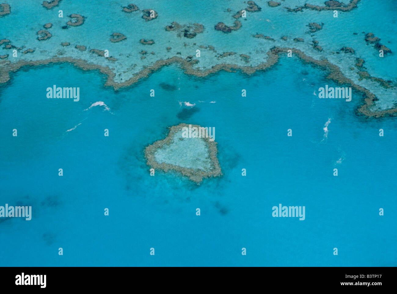 Australien, Queensland, die Whitsunday Islands National Park. Heart Reef aus der Luft. Teil des Great Barrier Reef. Stockfoto