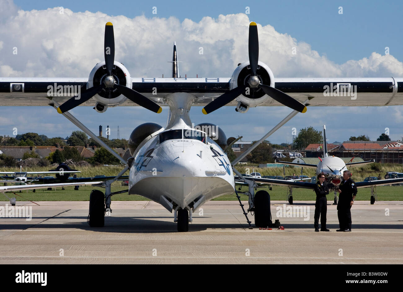 Catalina PBY Flugboot auf statischer Ausstellung am Shoreham Airport, West Sussex, England Stockfoto