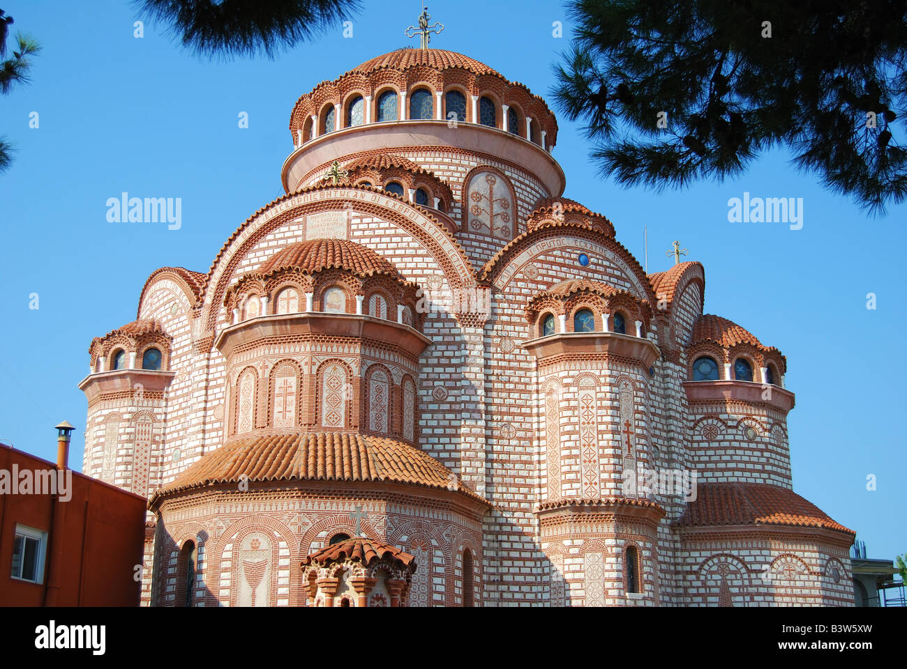 Neue griechische orthodoxe Kirche, Nea Moudania, Chalkidiki, Zentralmakedonien, Griechenland Stockfoto