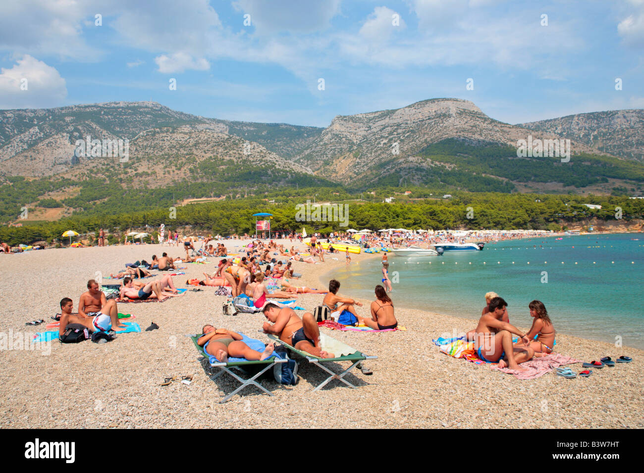 Kroatiens bekannteste Strand das Goldene Horn (Zlatni Rat) in der Nähe von Bol auf der Insel Brac Stockfoto