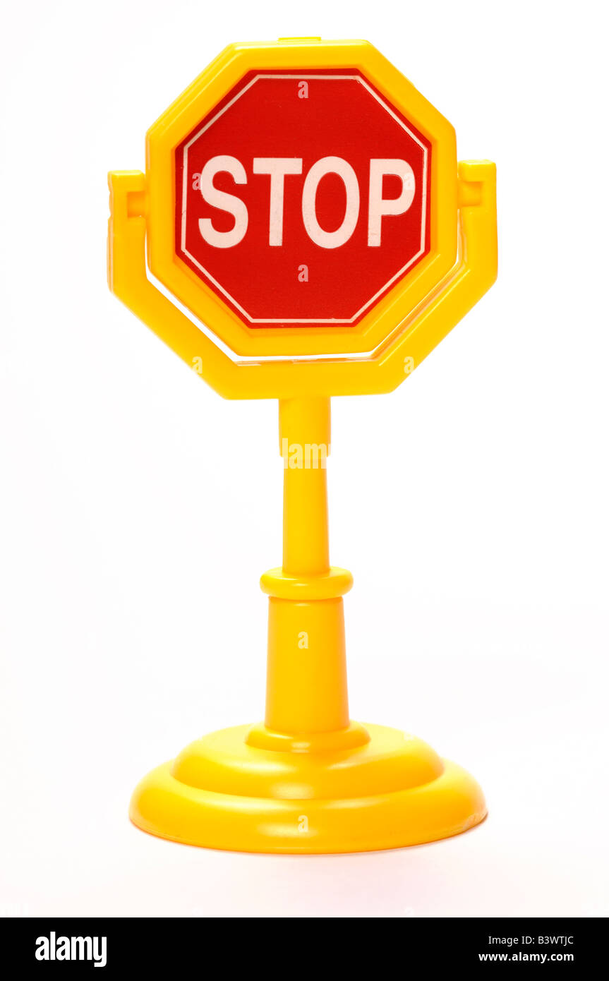 Kunststoff-Spielzeug-Stop-Schild Stockfoto