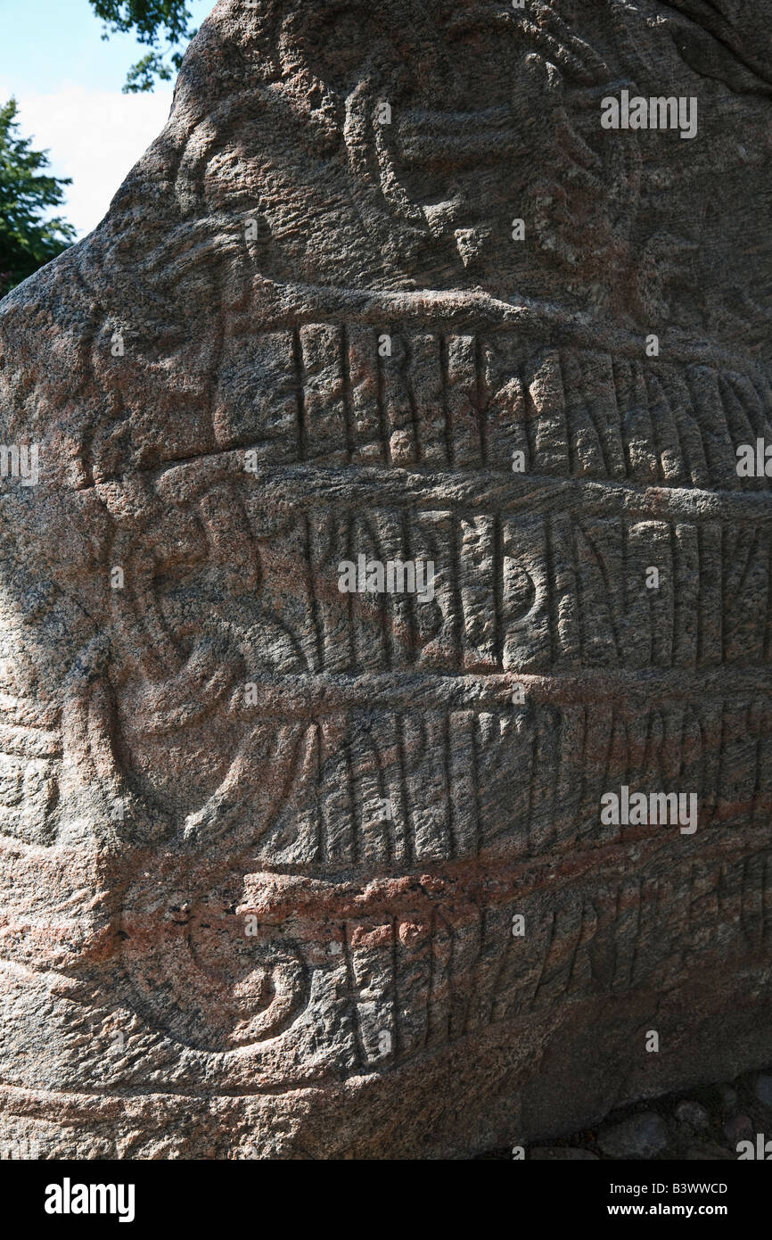Inschrift auf Runenstein in Jelling, Jütland, Dänemark Stockfoto