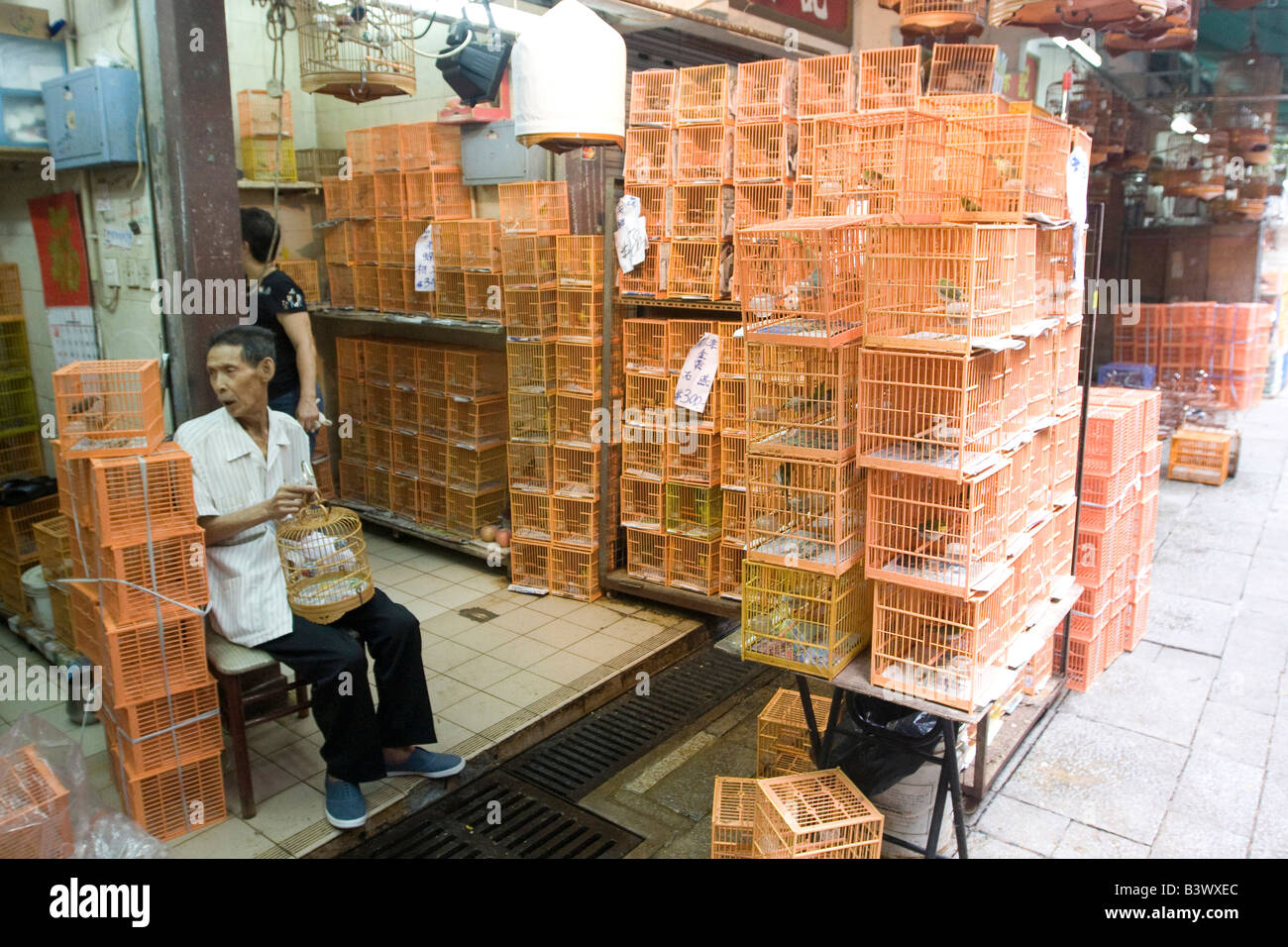 Vogelkäfige auf den Vogel Markt in Hongkong Stockfoto