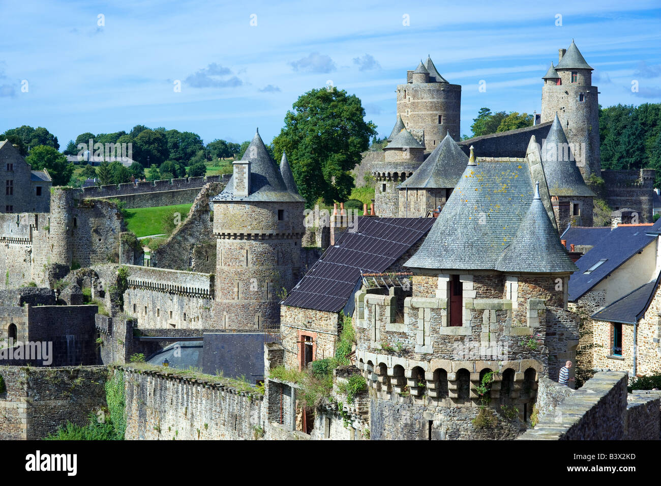 Mittelalterliche Burg 13. Jahrhunderts-Fougères Brittany France Stockfoto