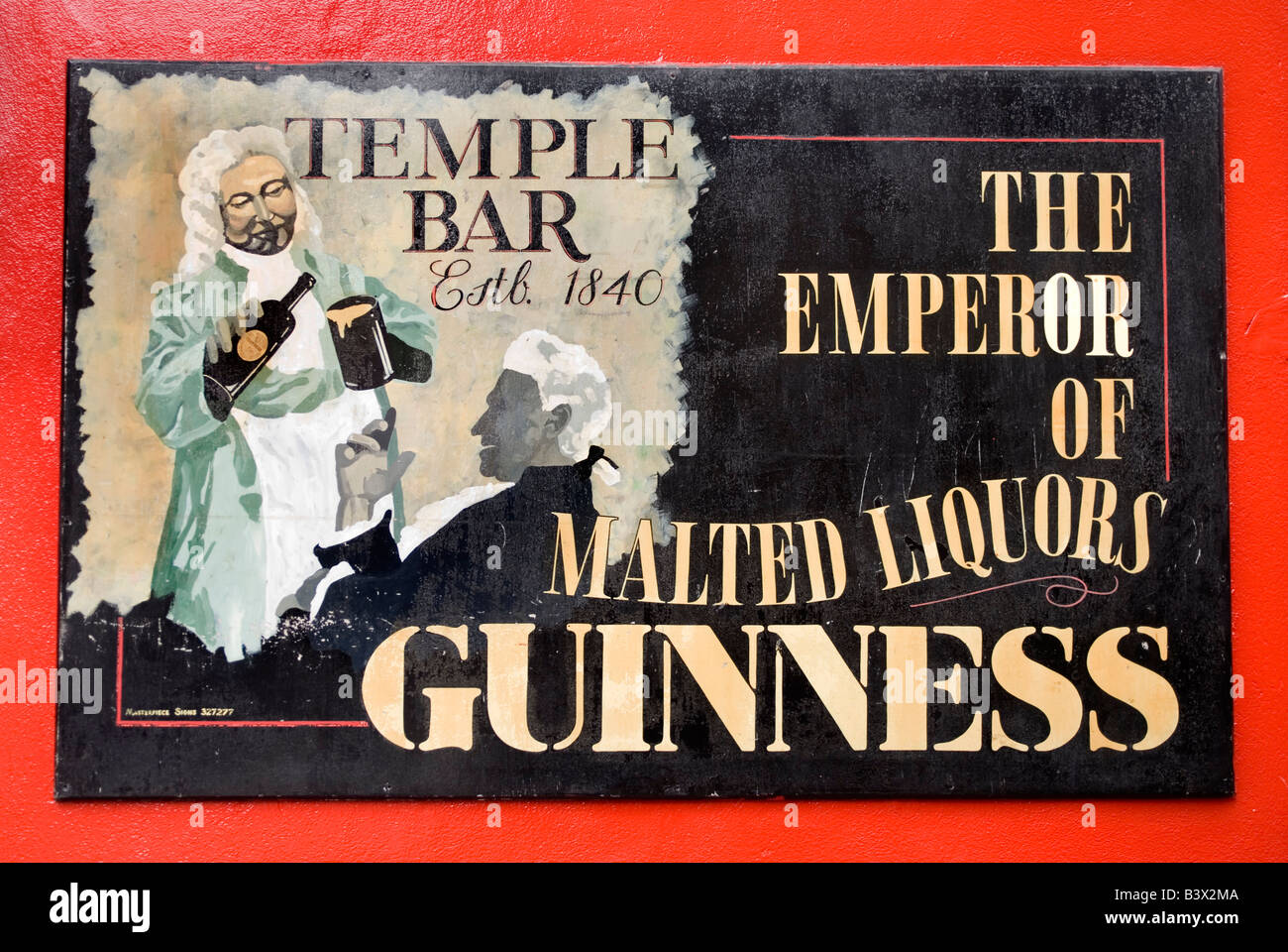 Handgemalte Guinness Zeichen außerhalb der Temple Bar in Dublin Stockfoto
